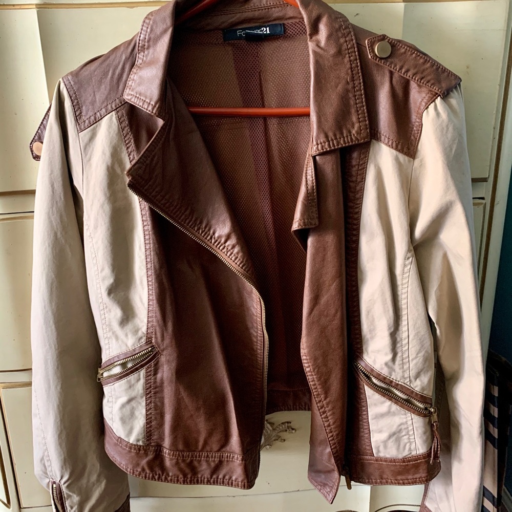 Forever 21 faux leather and fabric jacket